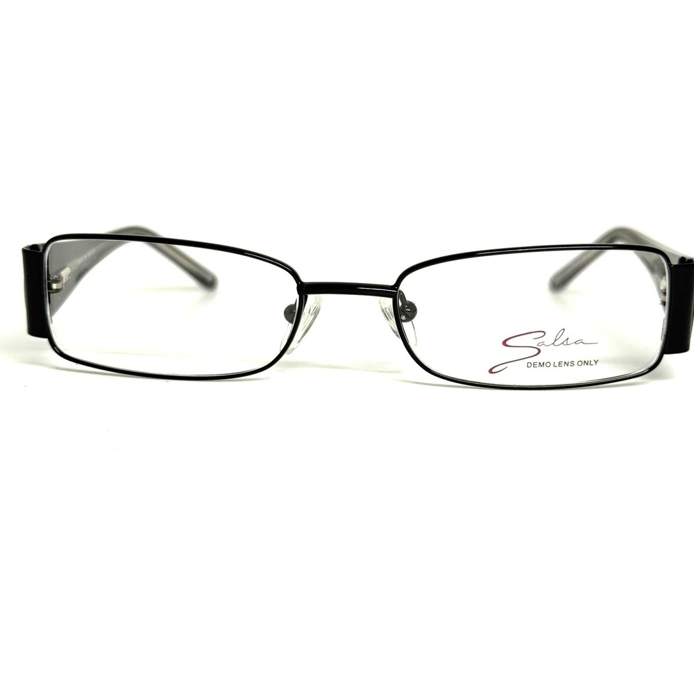 Salsa SA804 Black Rectangular Eyeglass Frames 50-17-135 Swirl Detail Demo Lens
